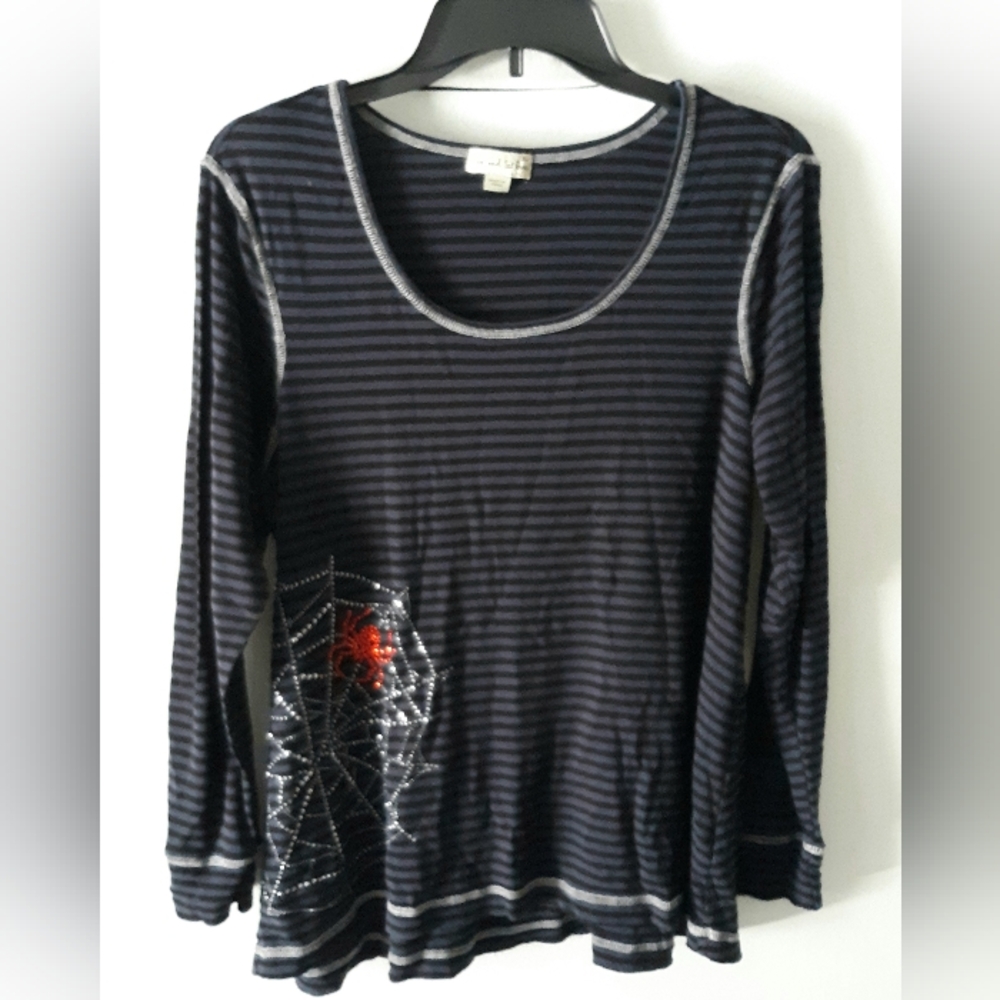 Live & Let Live Rhinestone Spider Top